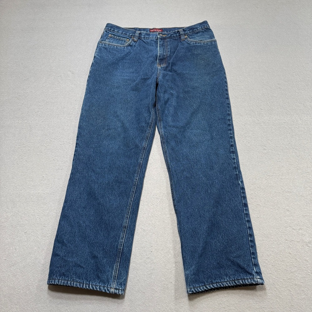 Nevada Jeans Men's 38x32 Blue Denim Fleece Lined Straight Leg High Rise Relaxed